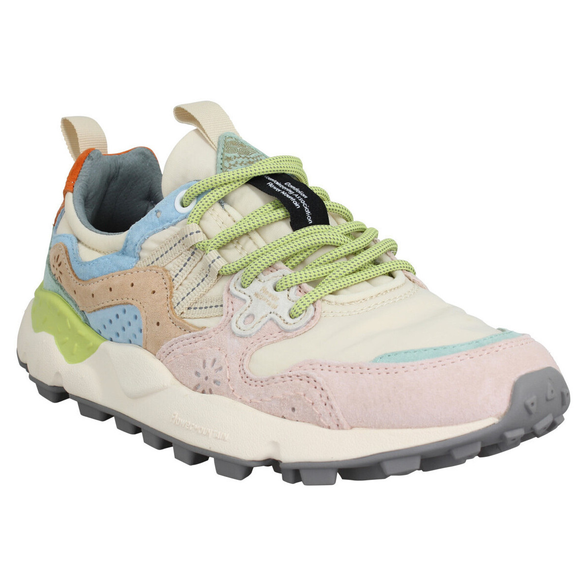 Chaussures Femme Baskets mode Flower Mountain Yamano Suede Nylon Femme Pink Beige Multicolore