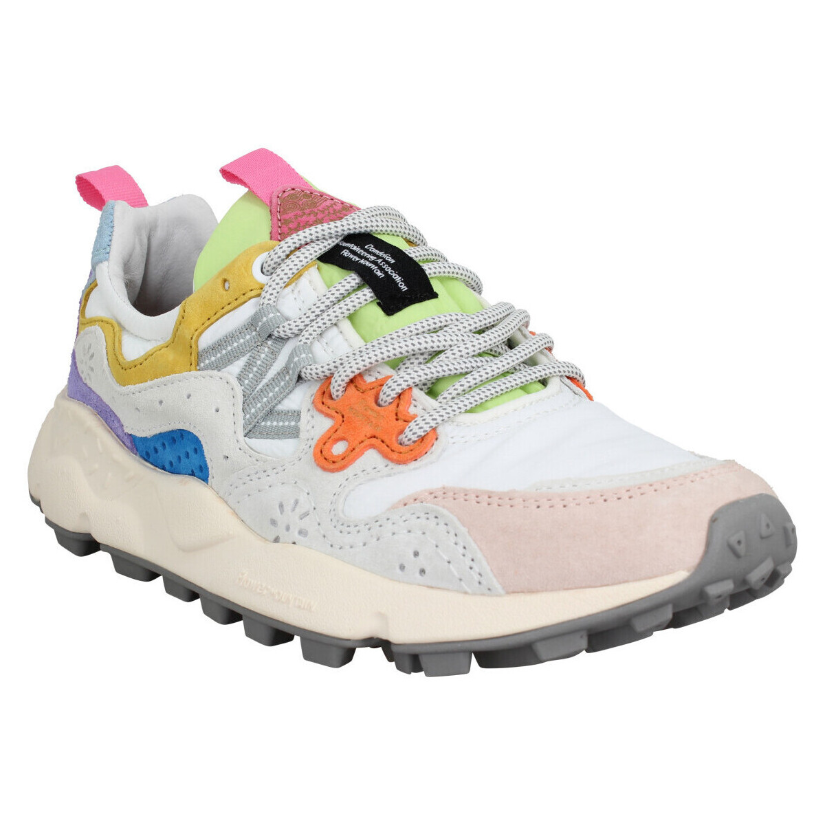 Chaussures Femme Baskets mode Flower Mountain Yamano Suede Nylon Femme White Pink Blanc