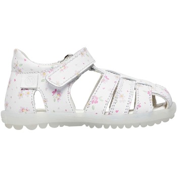 Chaussures Fille Oh My Sandals Naturino Sandales en cuir semi-fermées avec fleurs SEE Blanc