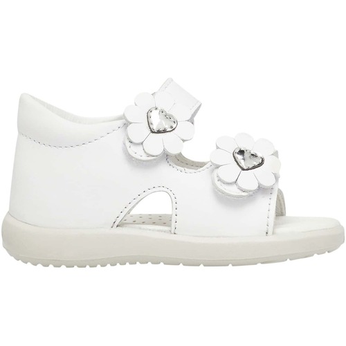 Chaussures Fille Sandales En Cuir Gory Falcotto Sandales en cuir avec fleurs appliquées KUATA Blanc