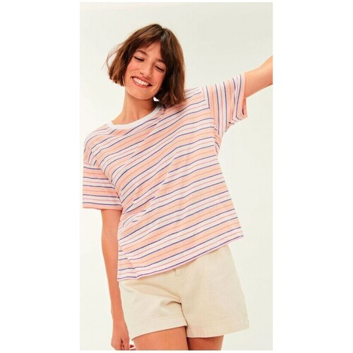 Vêtements Femme T-shirts manches courtes Mini Short En Soie Gala Tshirt Rayure Multicolore