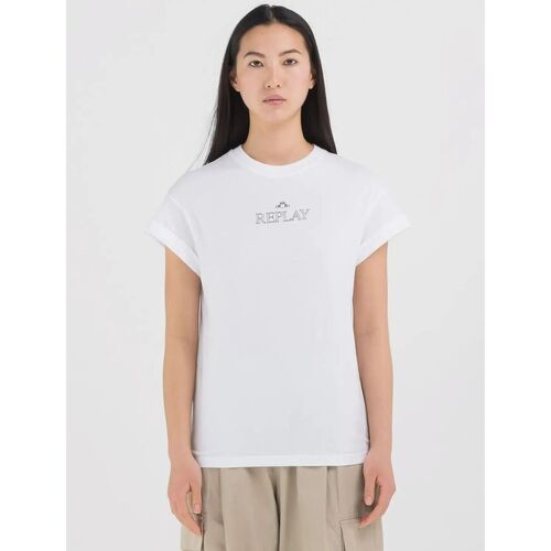 Vêtements Femme T-shirt Blanc Manches Longues Replay W3588 20994-001 Blanc