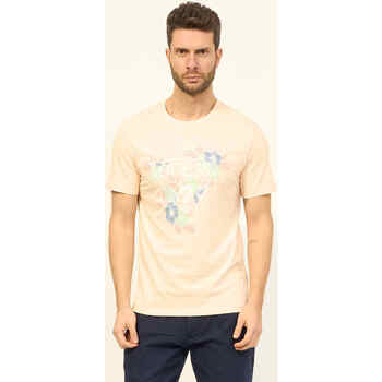 Vêtements Homme T-shirts & Polos Guess T-shirt à col rond  en coton avec logo imprimé Beige
