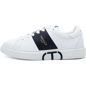 Chaussures Femme Baskets mode Twin Set Sneaker Bassa In Pelle C/Banda Colorata Blanc