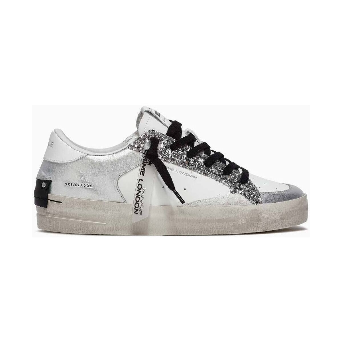 Chaussures Femme Baskets basses Crime London SK8 Deluxe Silver Glm CRIE LONDON Blanc