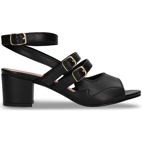 Chaussures Femme TEEN double-strap leather sandals Nero Nae Vegan Shoes sand Devan_Black Noir