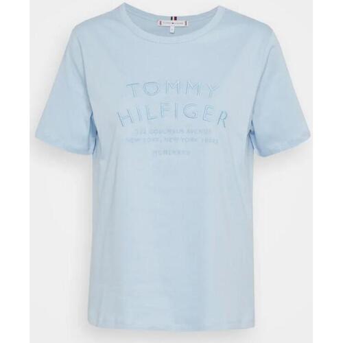 Vêtements Femme T-shirts & Polos Tommy Hilfiger HAUT Femme regular text emb Bleu Bleu