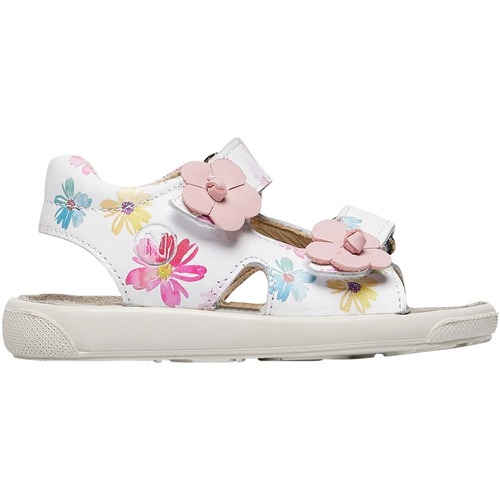 Chaussures Fille Parures de lit Naturino Sandales en cuir avec fleurs AUGUST Blanc