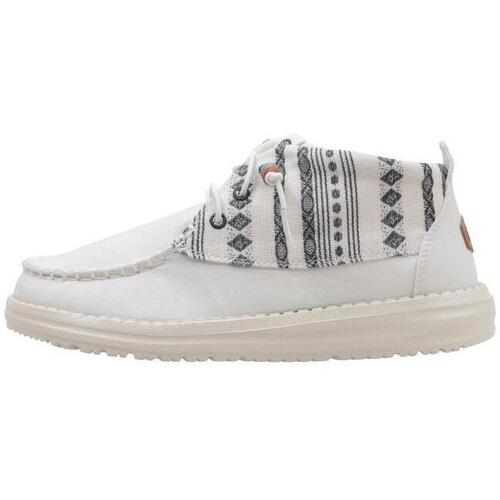 Chaussures Femme Chaussures bateau HEYDUDE WENDY MID BOHO MIX Blanc