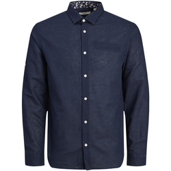 Vêtements Homme Chemises manches longues Jack & Jones Chemise coton droite Bleu