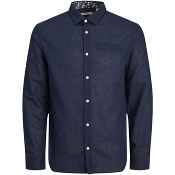 Vêtements Homme Chemises manches longues Jack & Jones Chemise coton droite Bleu