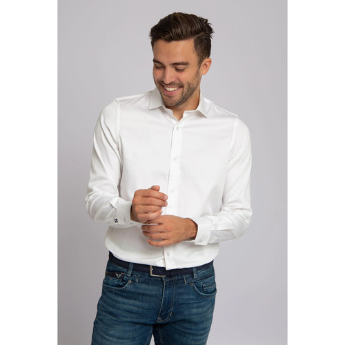 Vêtements Homme Chemises manches longues Suitable Chemise Satin Blanche Blanc