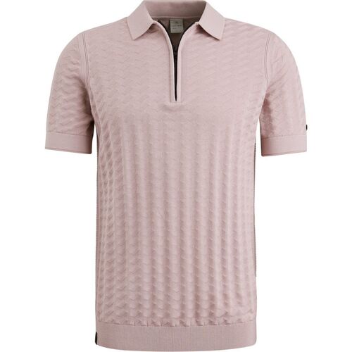 Vêtements Homme T-shirts & Polos Cast Iron Knitted Half Zip Poloshirt Structure Rose Rose
