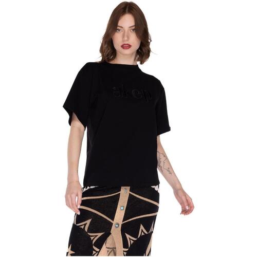 Vêtements Femme T-shirts & Polos Akep T-SHIRT RICAMI TEXAS Noir