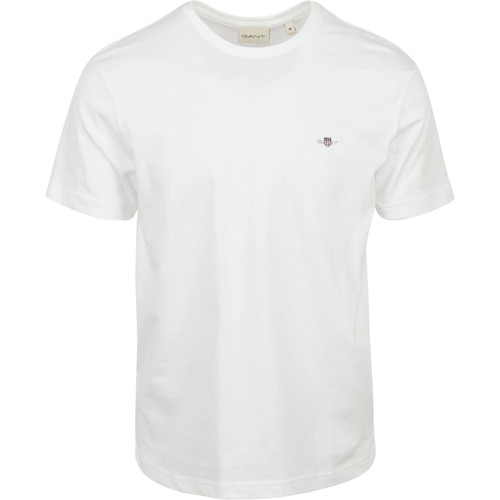Vêtements Homme Pull Demi-zip Ecru Gant T-shirt Shield Logo Blanche Blanc