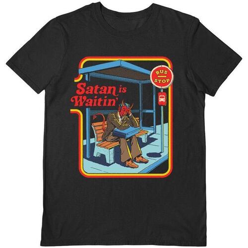Vêtements T-shirts manches longues Steven Rhodes Satan Is Waitin' Noir