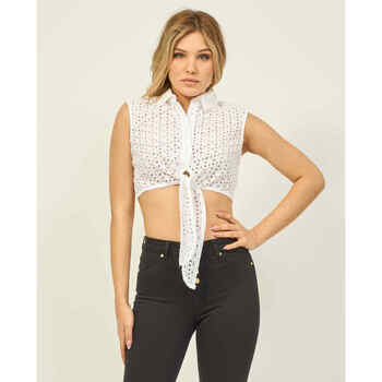 Vêtements Femme Chemises / Chemisiers Gaudi Chemise femme  en coton avec détails en dentelle Blanc