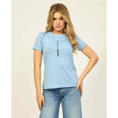 Vêtements Femme T-shirts & Polos EAX T-shirt coupe slim en coton Pima avec logo Bleu