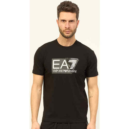 Vêtements Homme T-shirts & Polos Emporio Armani EA7 T-shirt homme col rond noir avec logo Noir