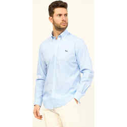 Vêtements Homme Chemises manches longues Harmont & Blaine Chemise  en coton avec micro motif Bleu
