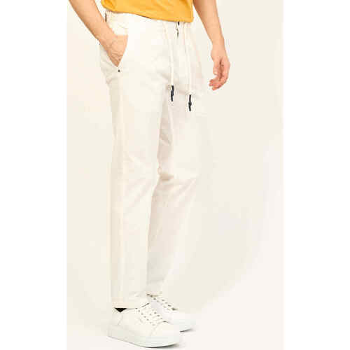 Vêtements Matches Pantalons Yes Zee Pantalon Matches style chino avec cordon de serrage Blanc