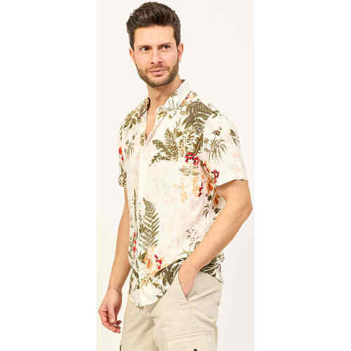 Vêtements Homme Chemises manches longues Guess P2127 men's shirt with floral pattern Blanc