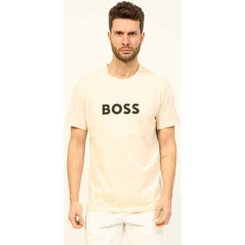 Vêtements Homme T-shirts & Polos BOSS T-shirt homme  en jersey de coton avec logo Beige