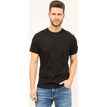 Vêtements Homme T-shirts & Polos Guess T-shirt homme  avec logo brodé Noir