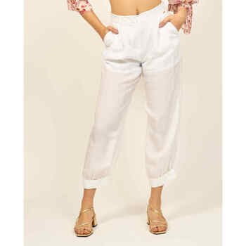 Vêtements Femme Pantalons EAX pantalon large avec plis en satin Blanc