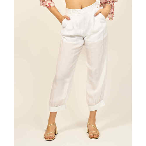 Vêtements Femme Pantalons EAX pantalon large avec plis en satin Blanc