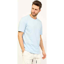 Vêtements Homme T-shirts ecru & Polos BOSS T-shirt à col rond  en jersey de coton avec logo Bleu