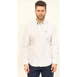 Vêtements Homme Chemises manches longues Harmont & Blaine Chemise En Coton Avec Rayures Logo Blanc
