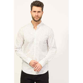 Vêtements Homme Chemises manches longues EAX AX chemise coupe slim en popeline stretch Blanc