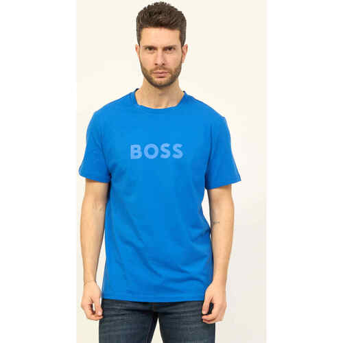 Vêtements Homme T-shirts & Polos BOSS T-shirt homme  en jersey de coton avec logo Bleu