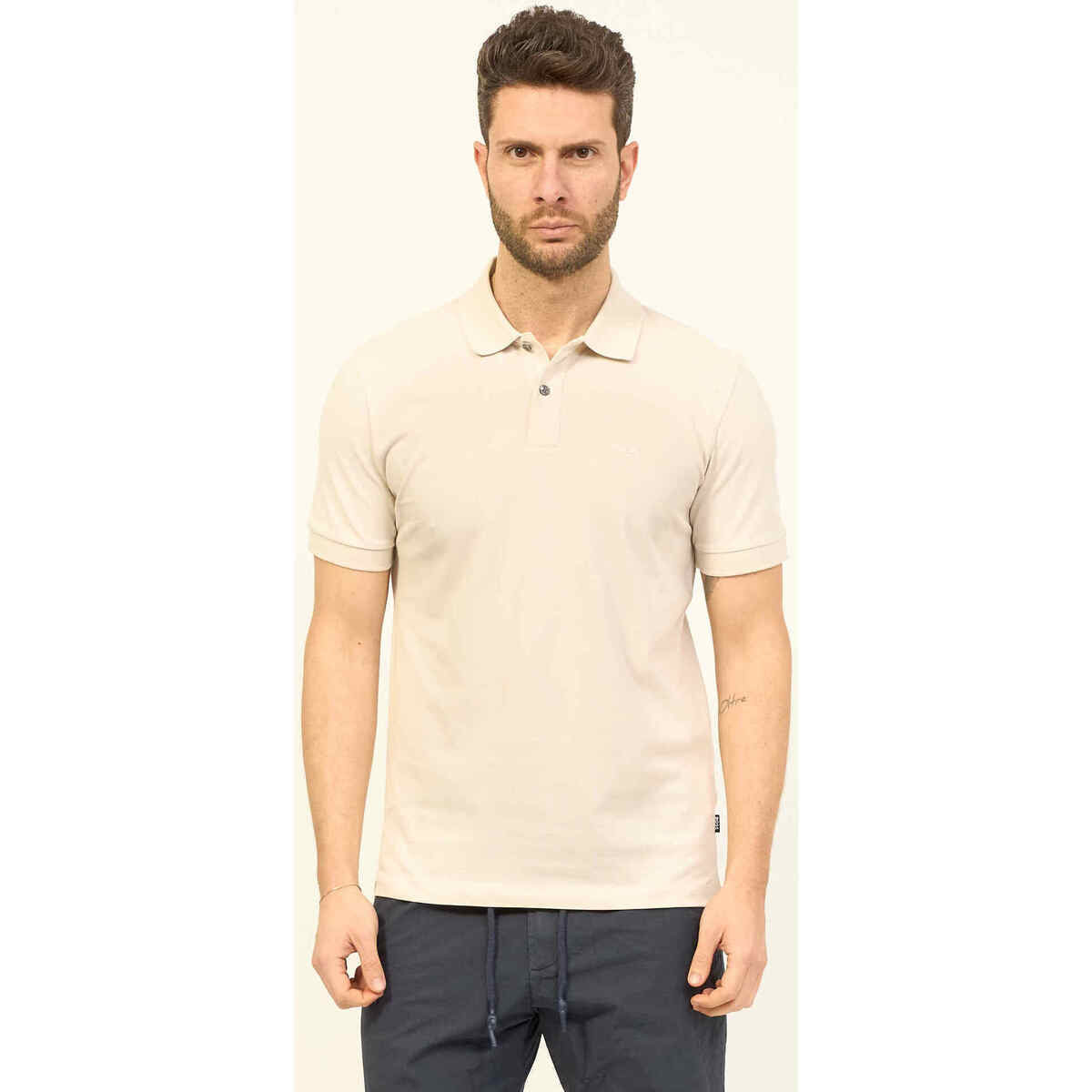 Vêtements Homme T-shirts & Polos BOSS Polo homme  en coton avec logo brodé Beige