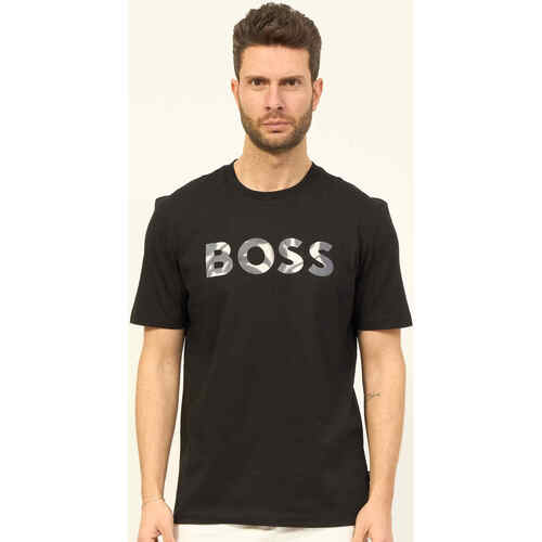 Vêtements Homme T-shirts & Polos BOSS T-shirt homme  avec logo argenté Noir