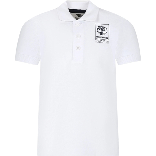 Vêtements Garçon Timberland Woven Badge Mens T-shirt Timberland Polo en maille piqué Blanc