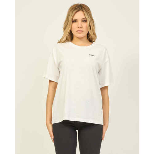 Vêtements Femme Blouse Evya Sans Manches BOSS T-shirt  à col rond en coton avec imprimé Blanc
