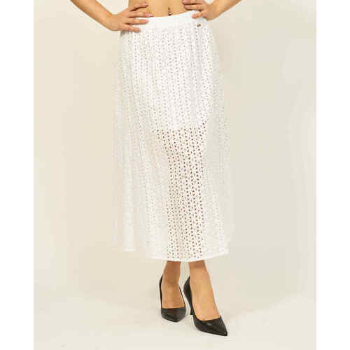 Vêtements Femme Jupes Gaudi Jupe longue  en dentelle de coton Blanc