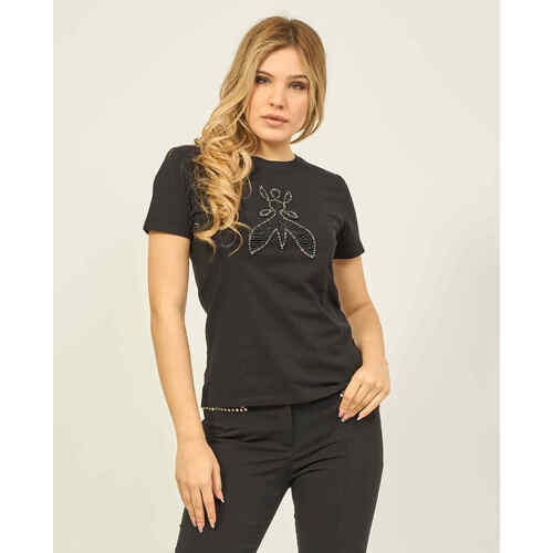 Vêtements Femme Joggings & Survêtements Patrizia Pepe T-shirt femme  à col rond avec logo Noir