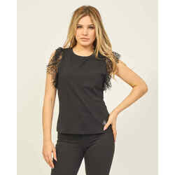 Vêtements Femme T-shirts & Polos Gaudi T-shirt  avec dentelle sur les manches Noir