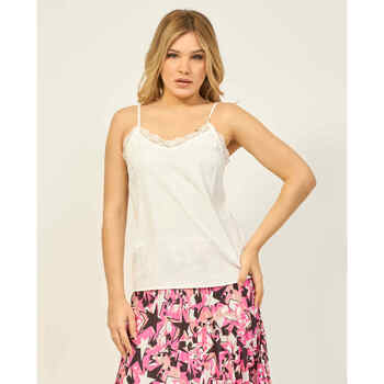 Vêtements Femme T-shirts & Polos Silvian Heach Top  avec dentelle et col V Blanc