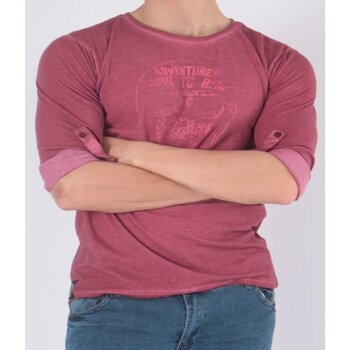 Vêtements Homme T-shirts & Polos Hopenlife T-shirt manches longues col rond BORNTU rose rouge