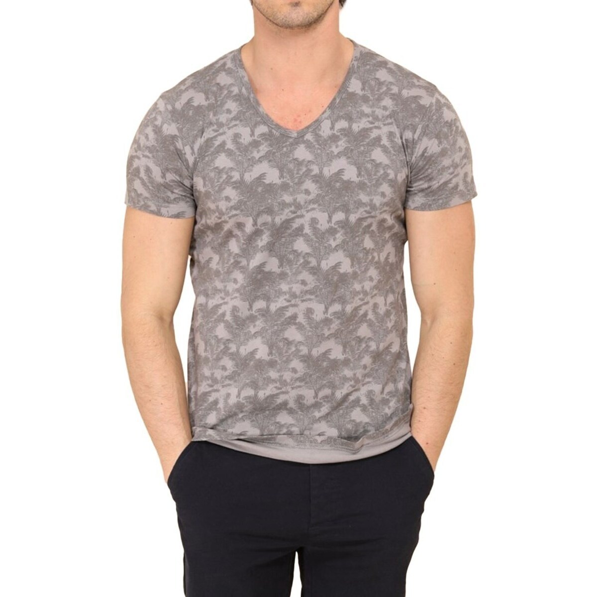 Vêtements Homme T-shirts & Polos Hopenlife T-shirt manches courtes col V TIAGO bleu gris