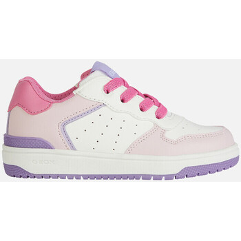 Chaussures Fille Baskets mode Geox J WASHIBA GIRL blanc/rose foncé
