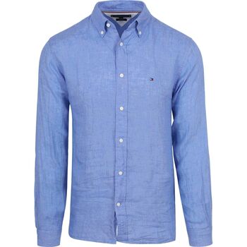 Vêtements Homme Chemises manches longues Tommy Hilfiger Chemise De Lin Bleu Bleu