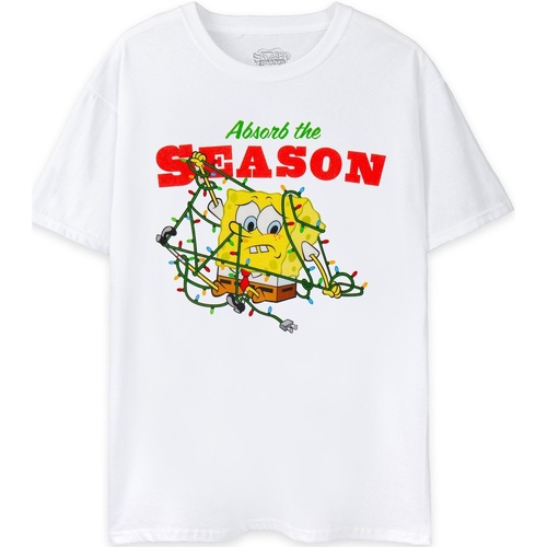 Vêtements Homme T-shirts manches longues Spongebob Squarepants Absorb The Season Blanc