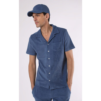 Vêtements Homme Chemises manches longues Les Garcons Faciles Chemise manches courtes coton éponge bleu-047485 Bleu