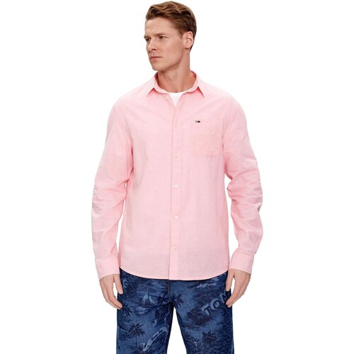 Vêtements Homme Chemises manches longues Tommy Jeans CAMISA LINO HOMBRE BLEND   DM0DM18962 Rose