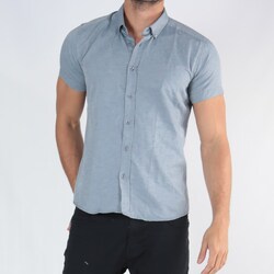 Vêtements Homme Chemises manches longues Hopenlife Chemise manche courte NAGATO bleu gris
